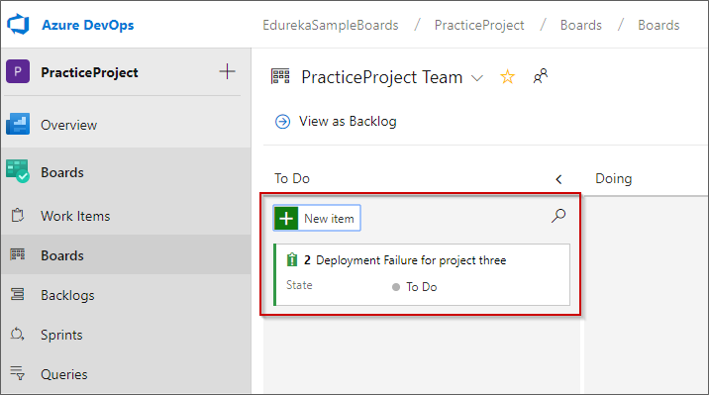 Adding and issue - Azure Boards - Edureka