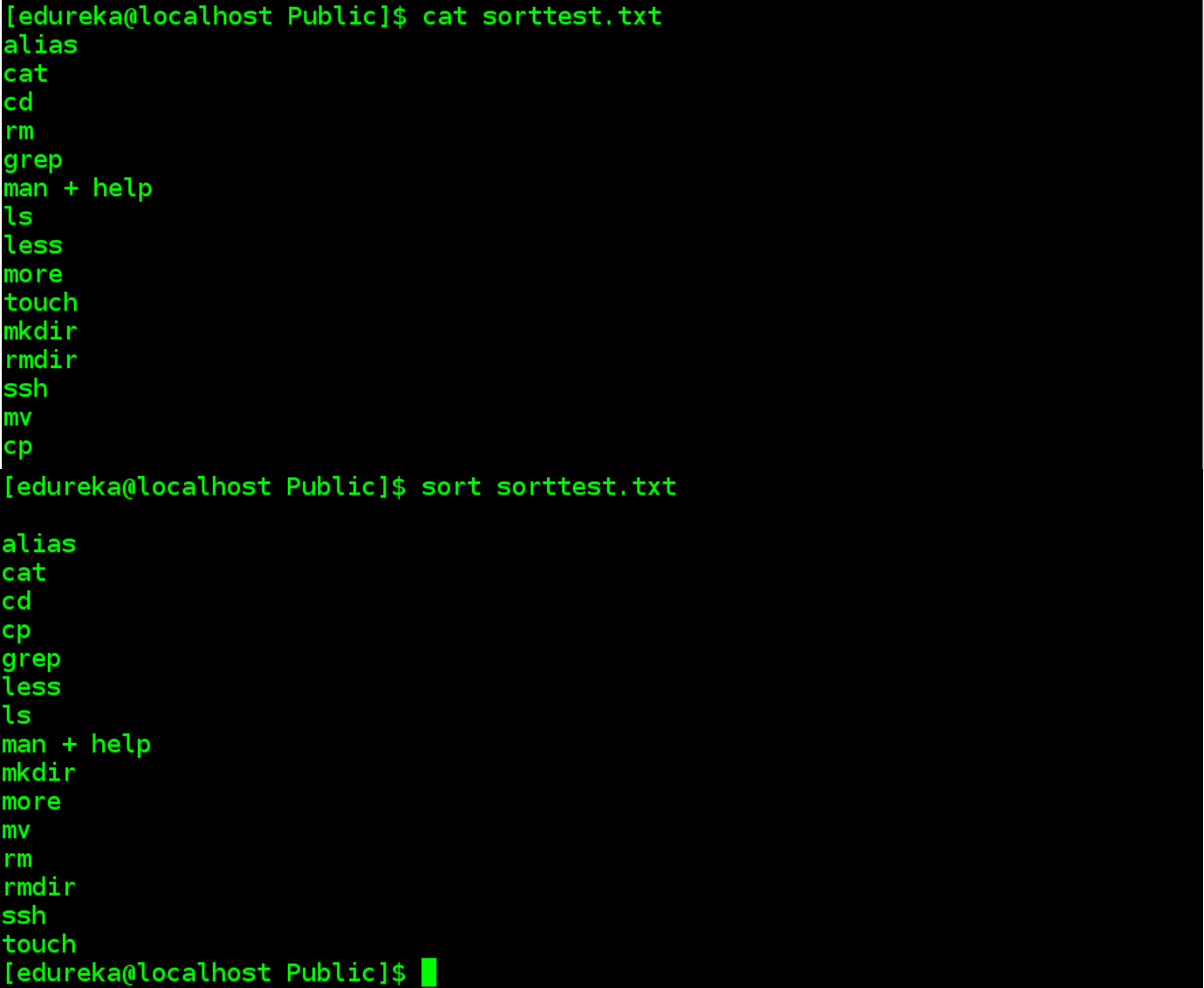 sort - linux commands - edureka