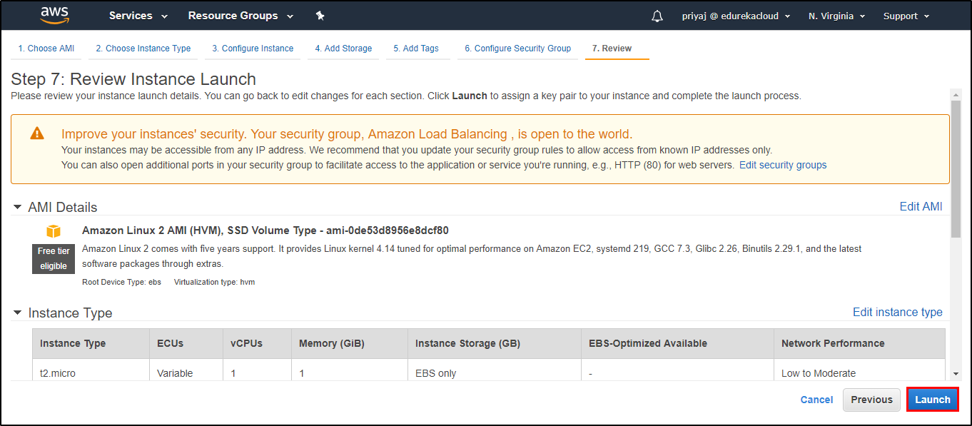 Create EC2 Instance - Elastic Load Balancer Tutorial - Edureka