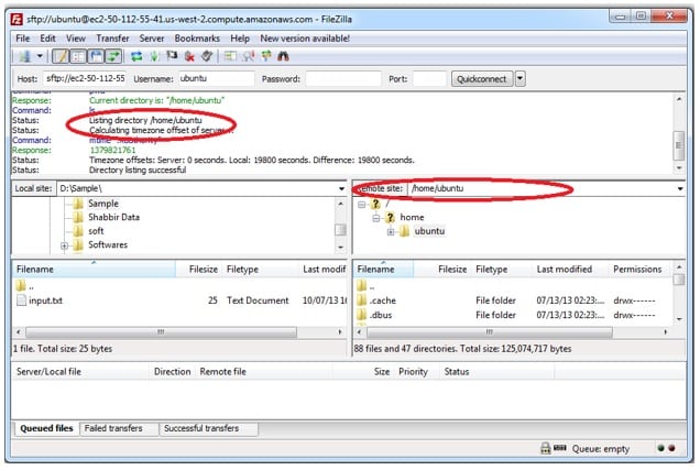 Listing the directory structure of Amazon EC2 cluster instance 