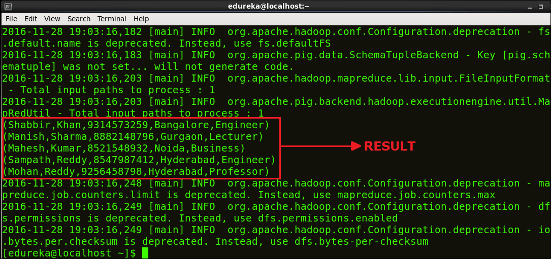 Result 3 - Apache Pig Script - Edureka