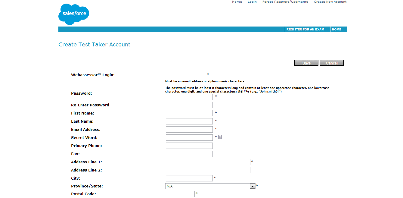 Salesforce test taker account