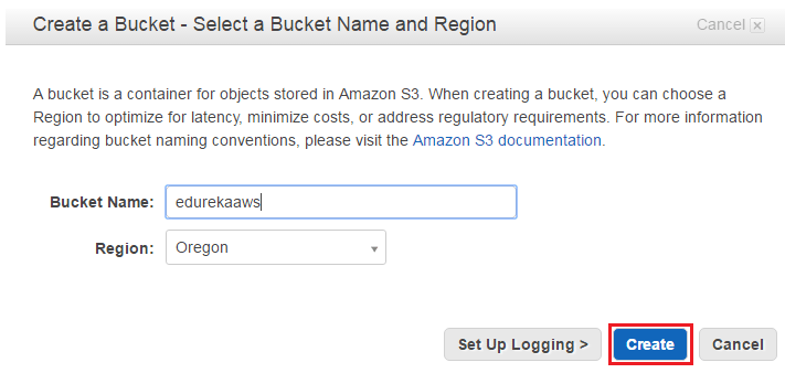 Bucket create - aws s3 tutorial - edureka