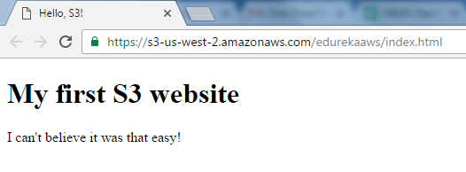 Static website - aws s3 tutorial - edureka