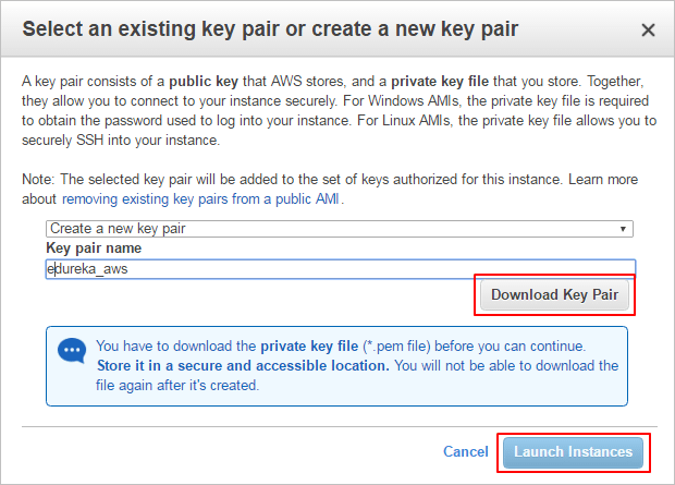Select Key-Pair - AWS EC2 Tutorial