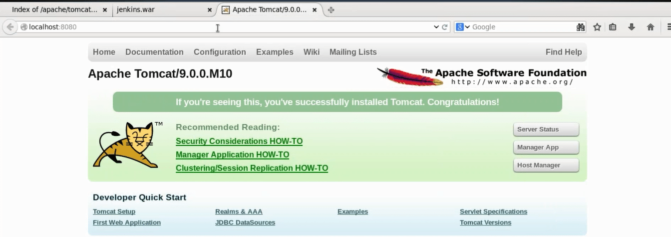 Tomcat Interface - Install Jenkins - Edureka