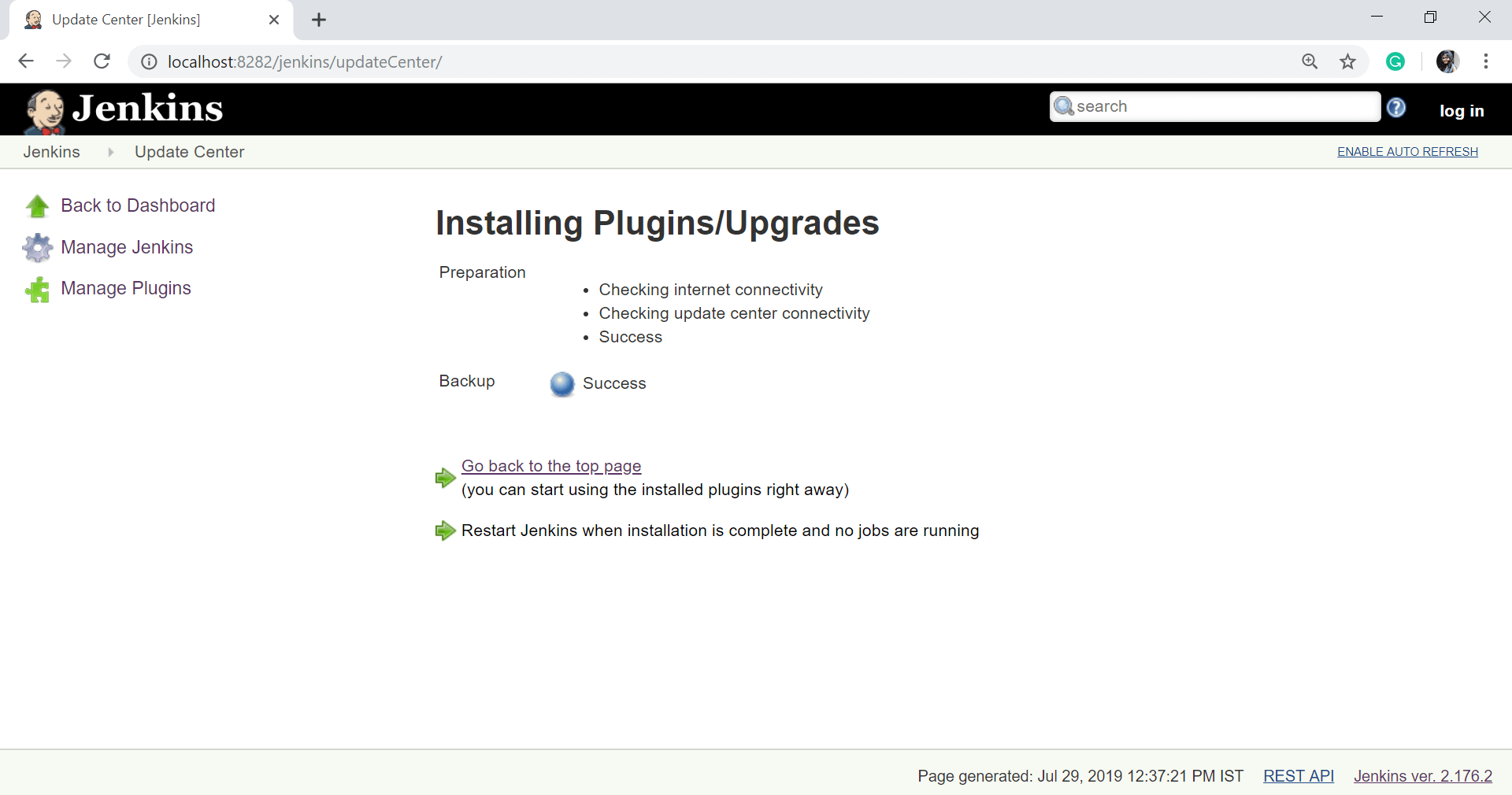 install plugins last step