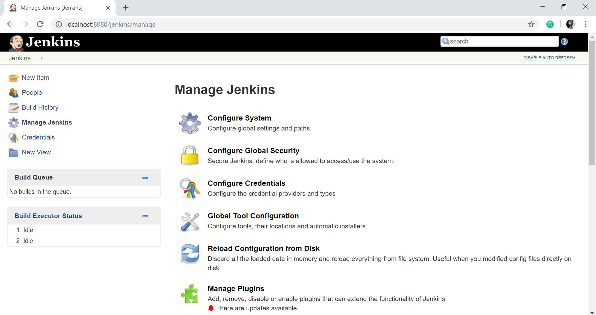 manage jenkins window 