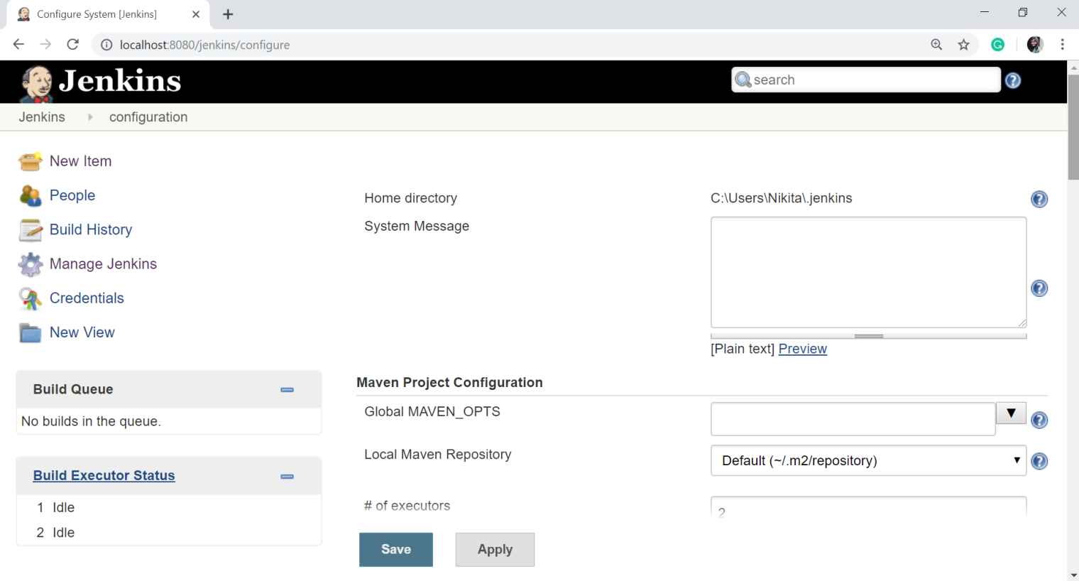 configure system page 