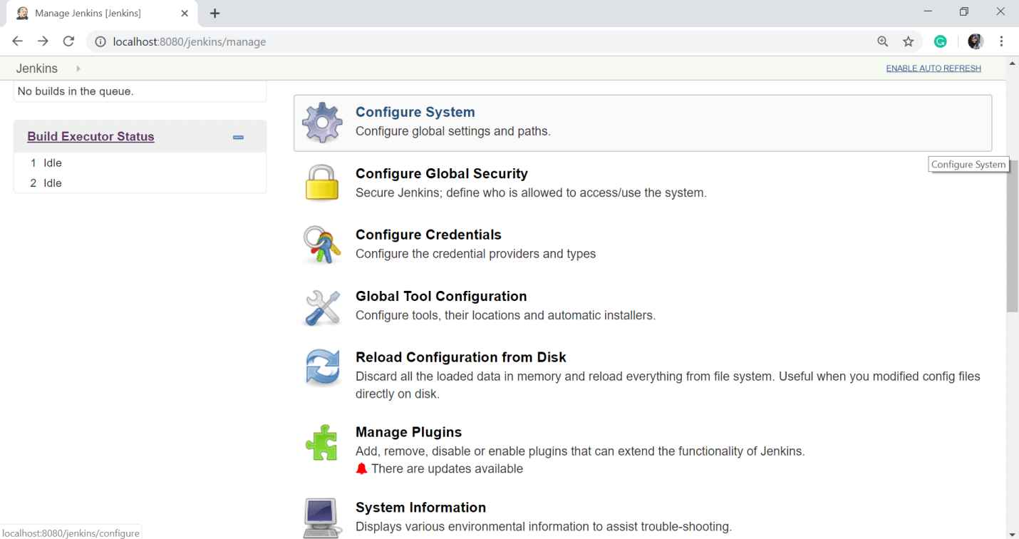 system configuration step 2