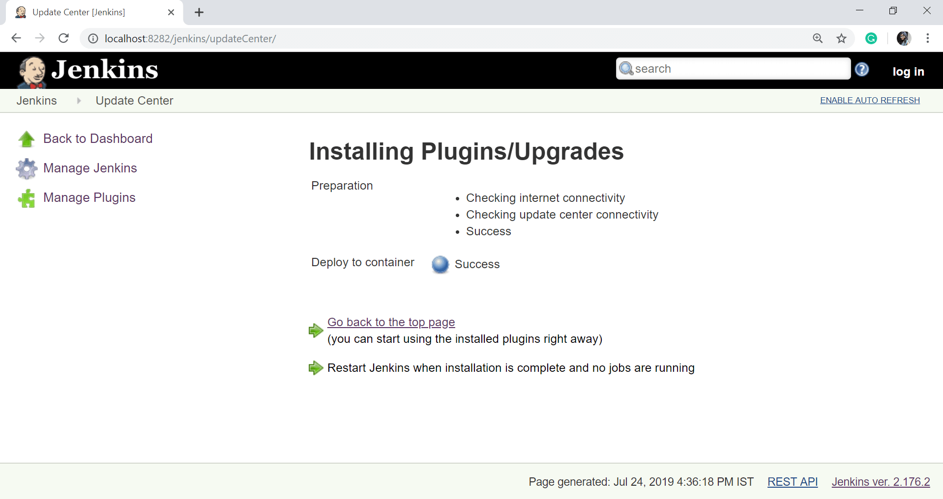 installation page plugins 