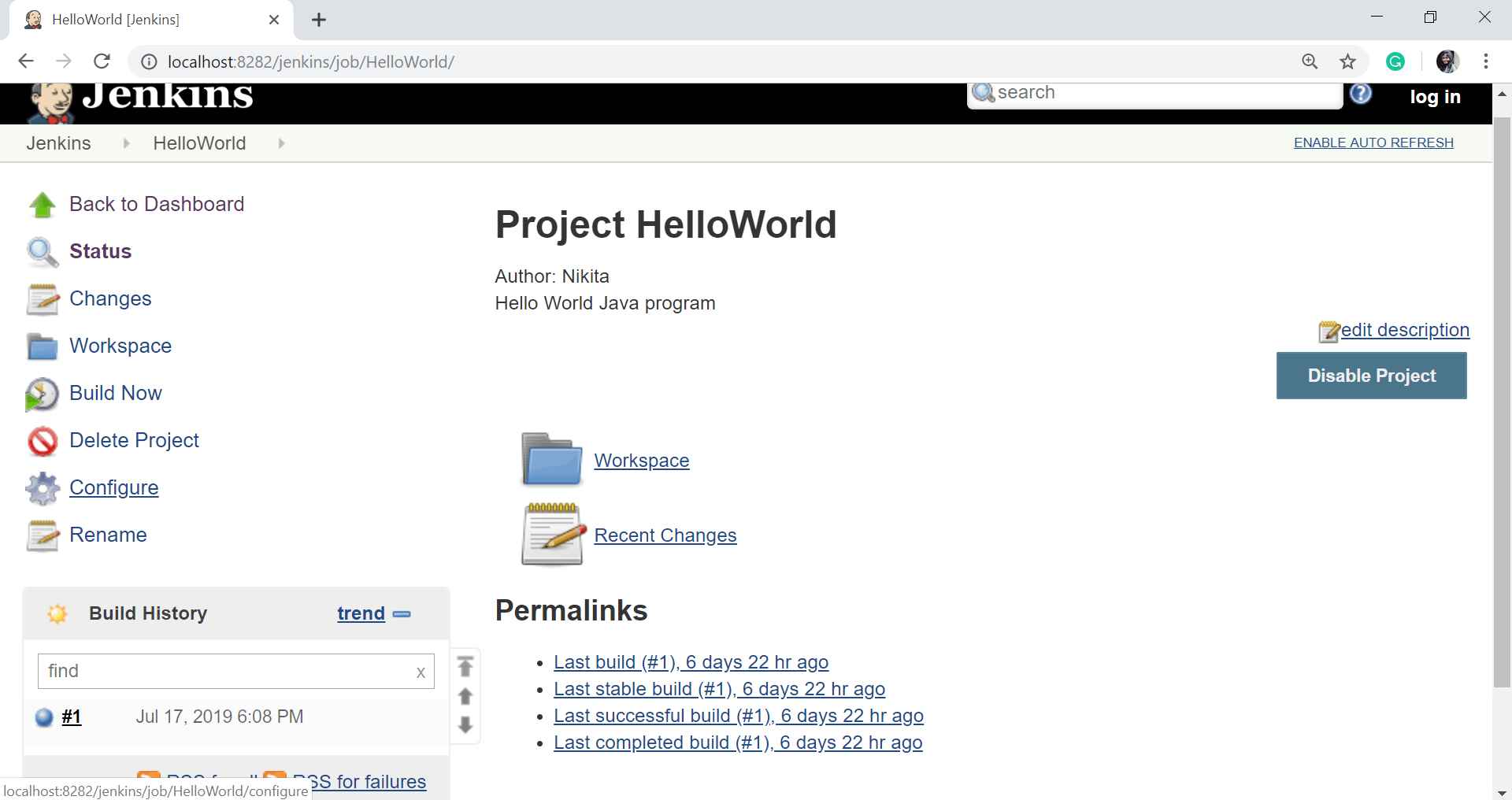 project hello world page 