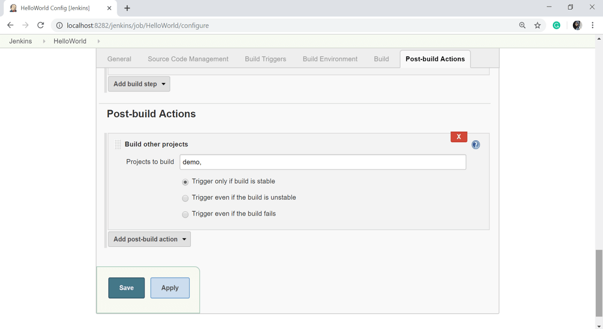 post build actions page 