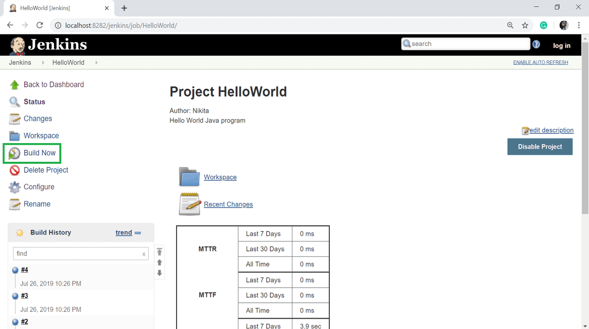 project hello world page 