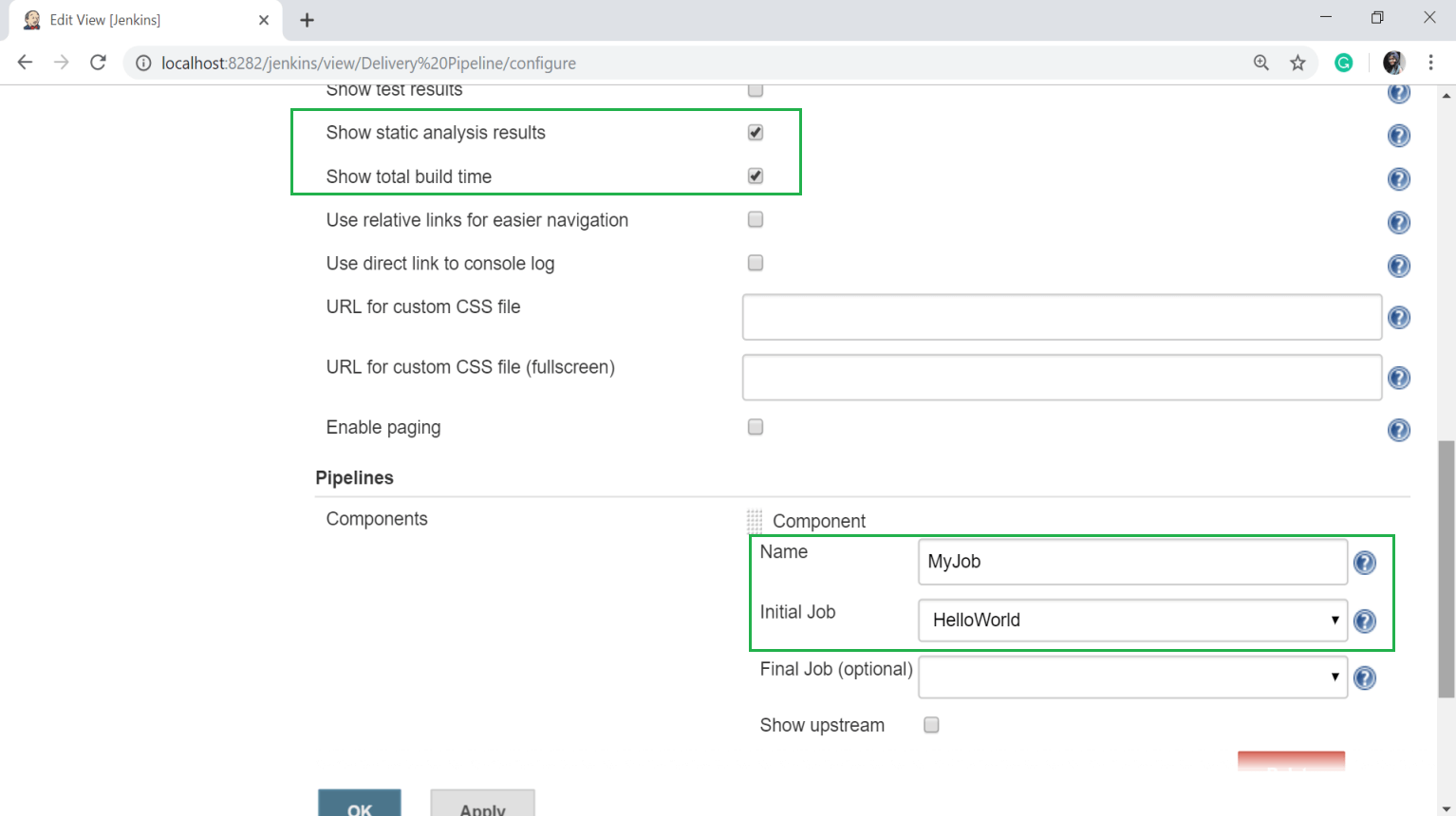 build a pipeline section