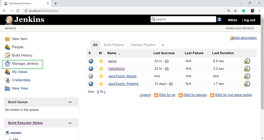 jenkins tools manage jenkins 