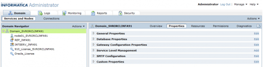 adminstrator console interface- Informatica Tutorial