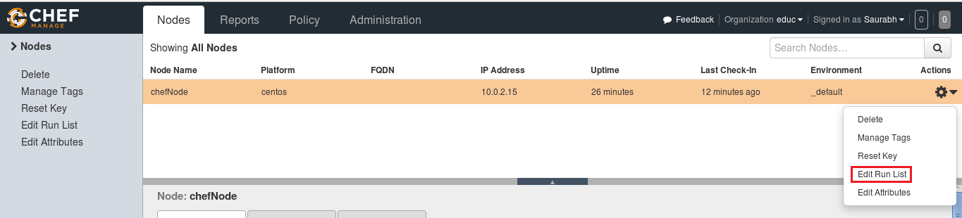 Edit Run List - Install Chef - Edureka