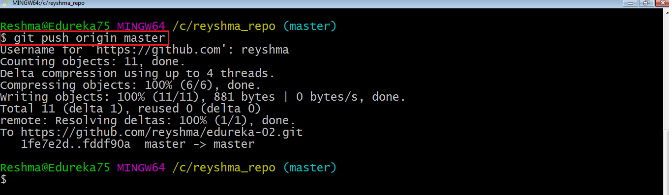 Git Push Origin Master - Git Tutorial - Edureka