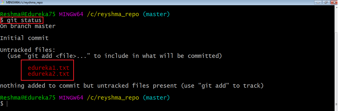 Git Status - Git Tutorial - Edureka