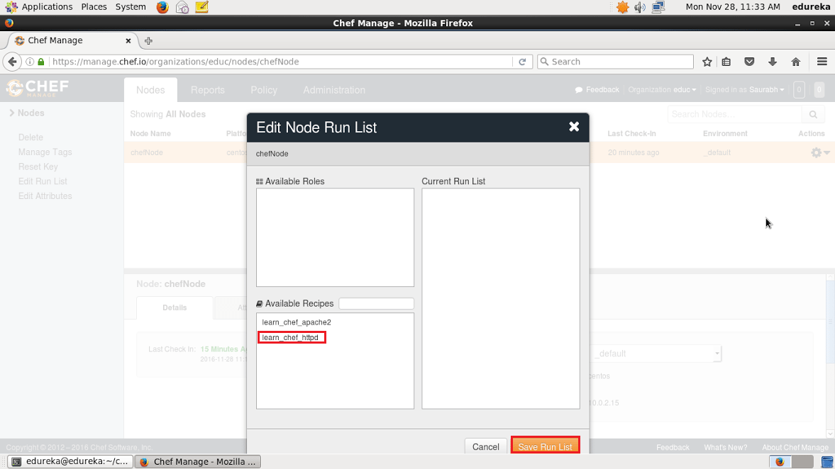 Run List - Install Chef - Edureka