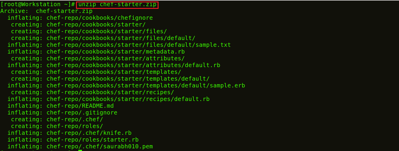 Unzip Chef Starter kit - Install Chef - Edureka