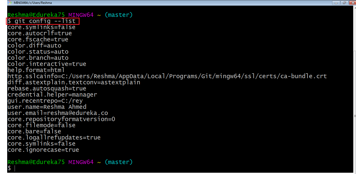 Windows Git Configuration List - Install Git - Edureka
