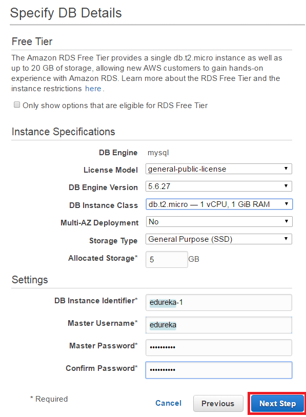 detail fill - rds aws tutorial - edureka