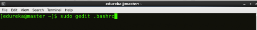 Open bashrc - Hadoop Multi Node Cluster - Edureka