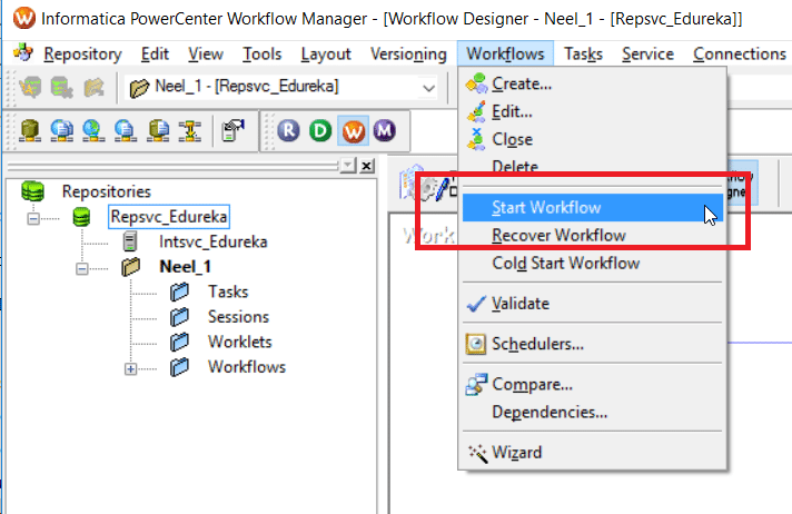 Starting Workflow - Informatica ETL - Edureka