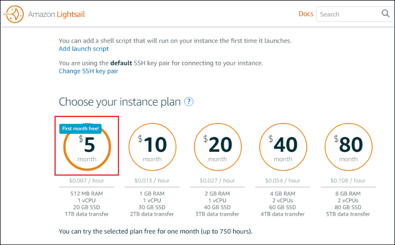 Choose Your Instance Plan in Lightsail - Amazon Lightsail Tutorial - Edureka