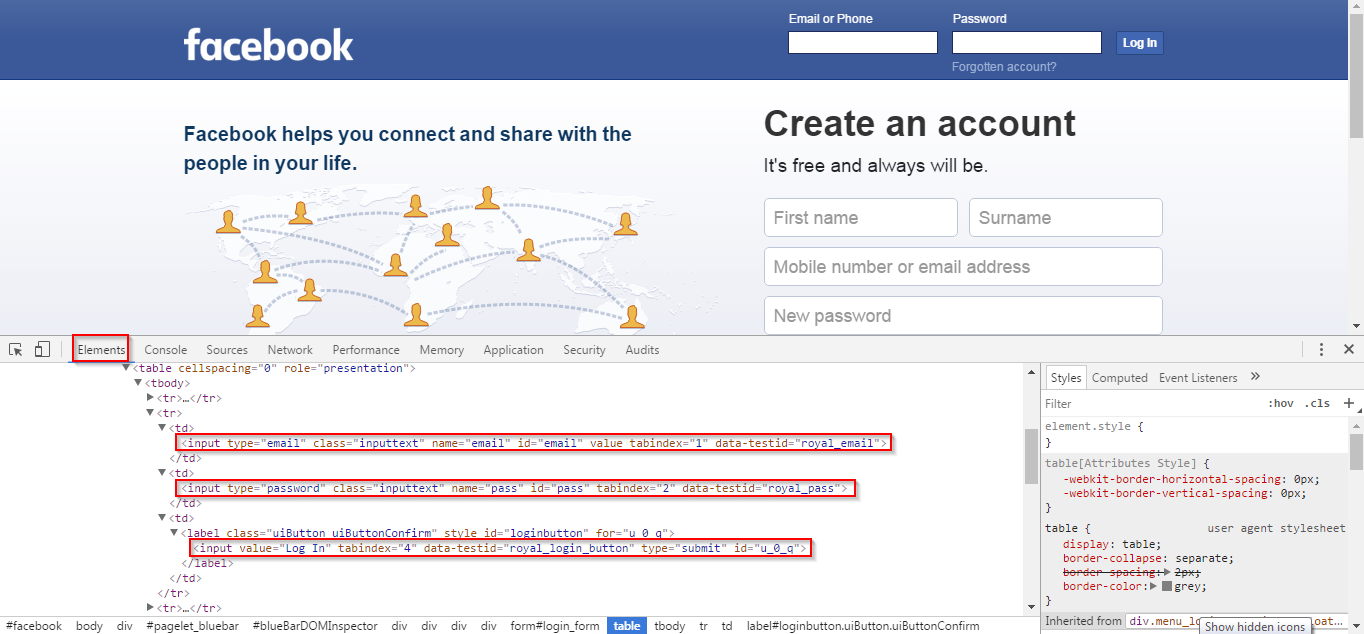 facebook screenshot - selenium tutorial