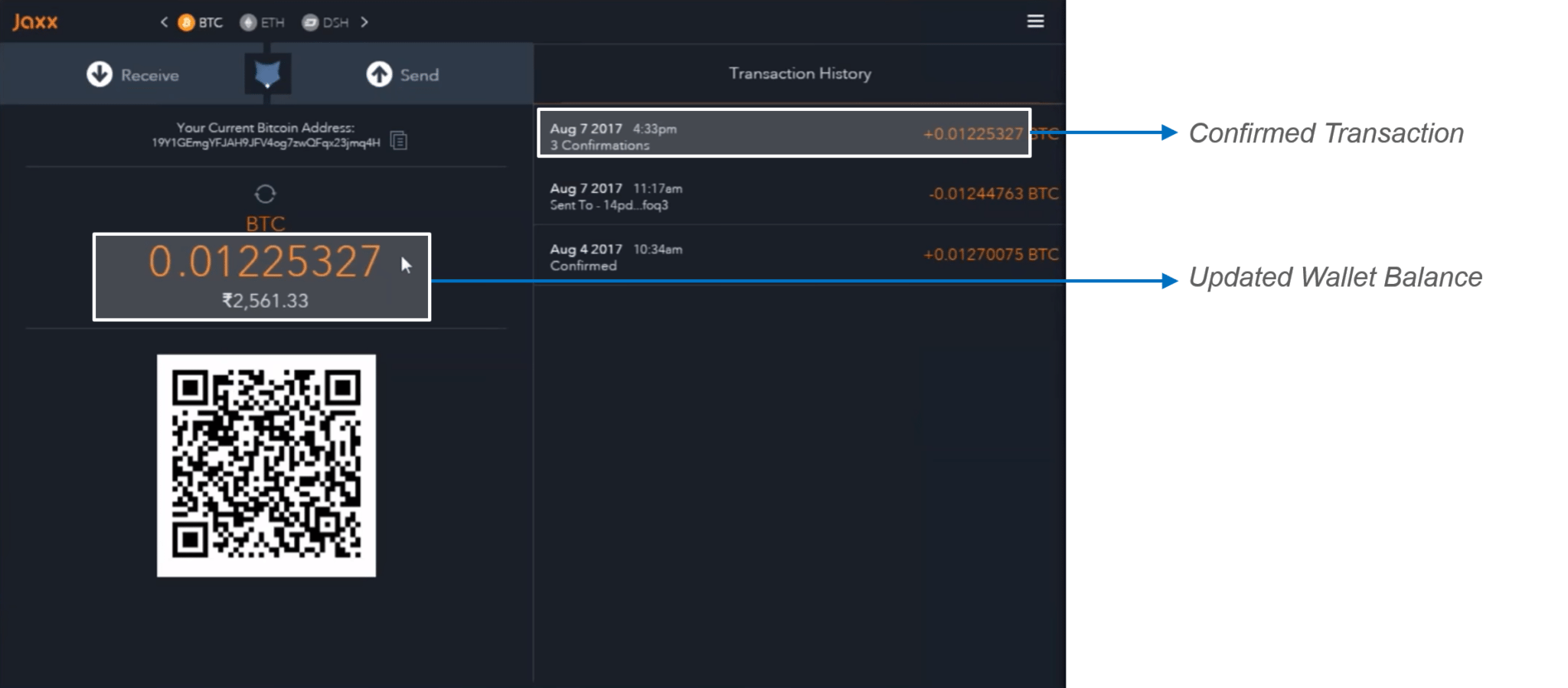 Confirmed Transaction in Jaxx - Bitcoin Blockchain Explained - Edureka