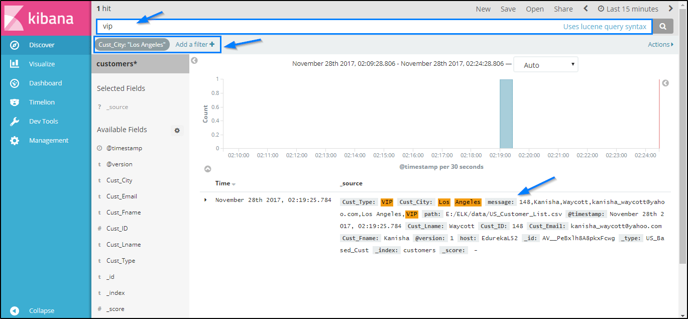 Discover page - ELK Stack Tutorial - Edureka