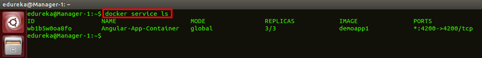 docker service list command - docker swarm - edureka