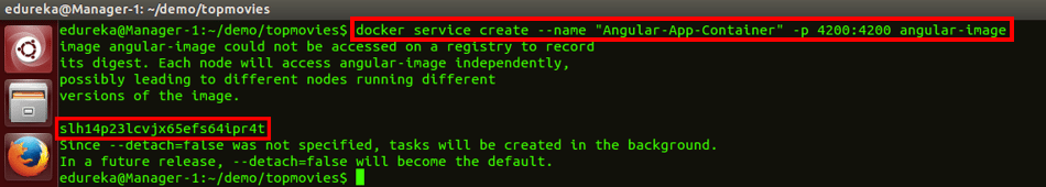 docker service create command - docker swarm - edureka