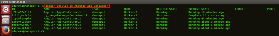 docker service ps scaled up command - docker swarm - edureka