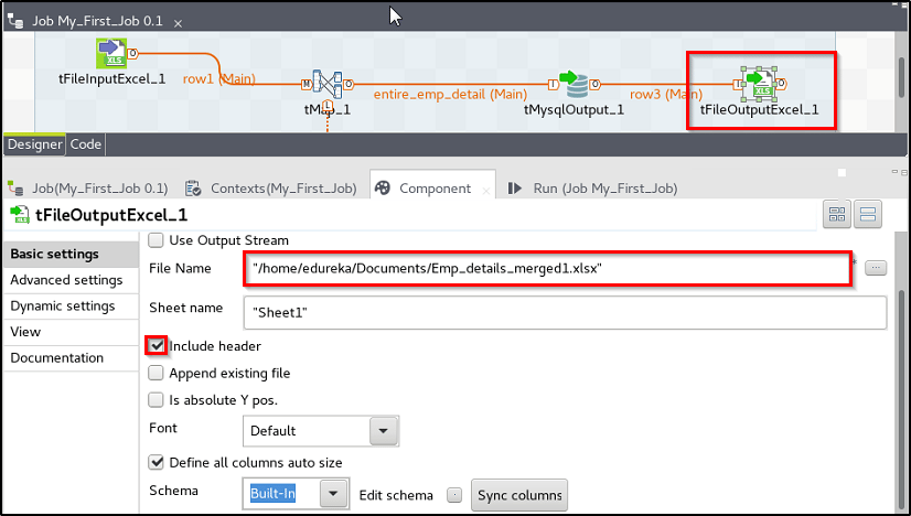 Excel out component - Talend Tutorial - Edureka