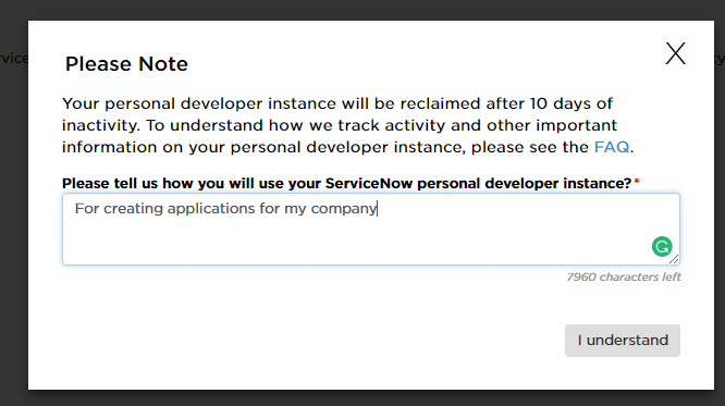 Please Note - servicenow developer instance - Edureka