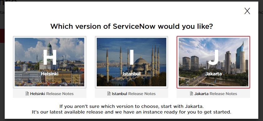 Version Selection - servicenow developer instance - Edureka