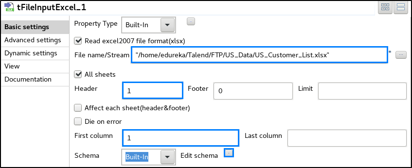 tFileInputExcel - Talend ETL - Edureka