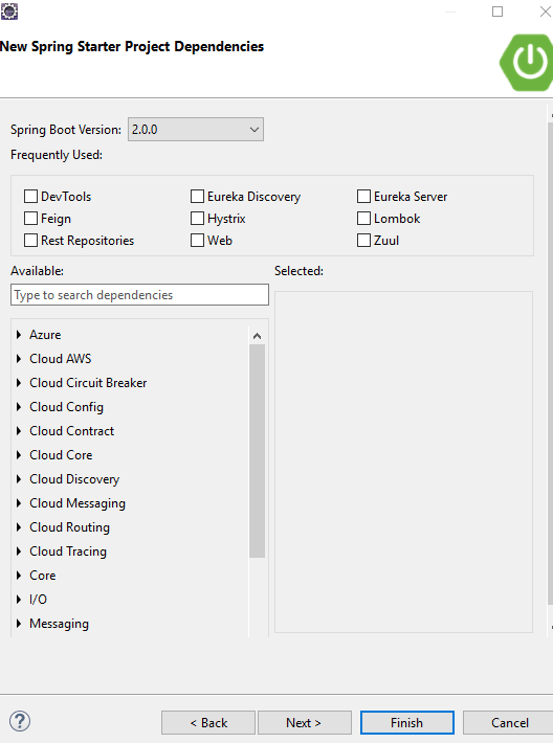 Snapshot Of Spring Starter Project Dependancies - Install SpringBoot Eclipse For Microservices - Edureka