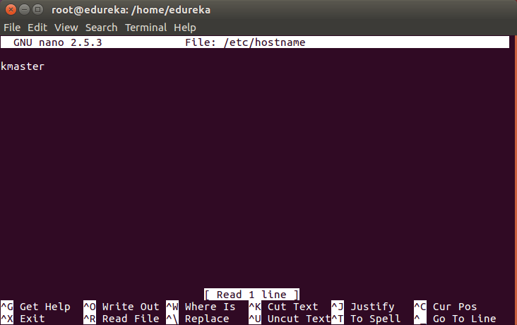 hostname file - install kubernetes - edureka
