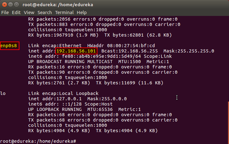 ifconfig command - install kubernetes - edureka