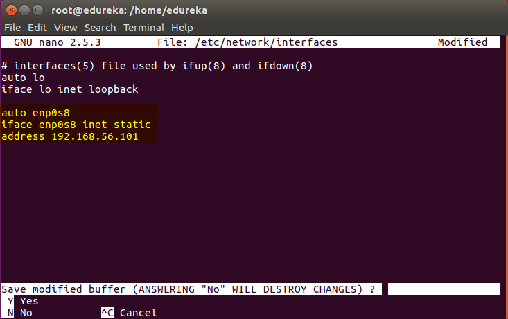 network interfaces file - install kubernetes - edureka