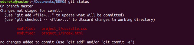 Git Status Command - Git Commands - Edureka