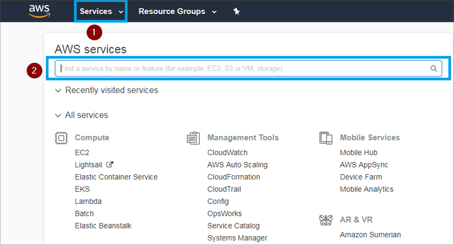 Access AWS Services - AWS Console - Edureka