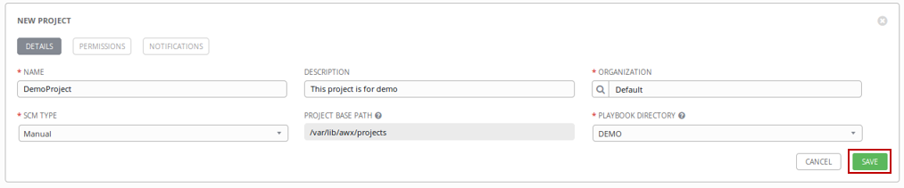 Snapshot Of Setting Up A Project Manually - Ansible Tower - Edureka