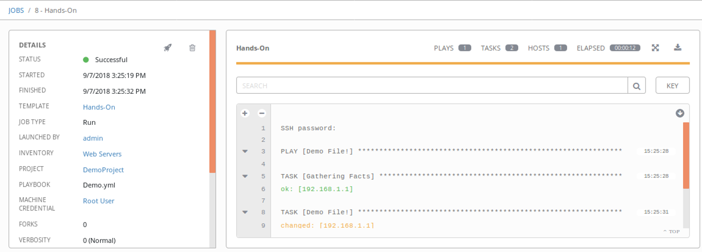 Snapshot Of Launching Jobs - Ansible Tower - Edureka