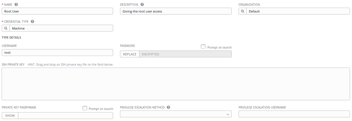 Snapshot Of Creating Credentials - Ansible Tower - Edureka